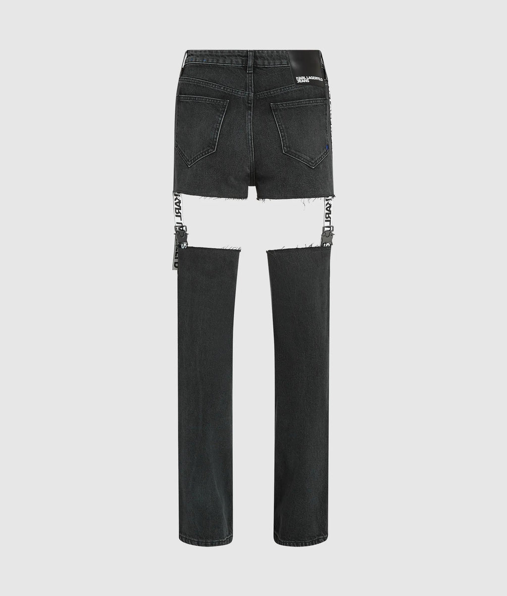 HIGH-RISE CUT-OUT STRAIGHT JEANS