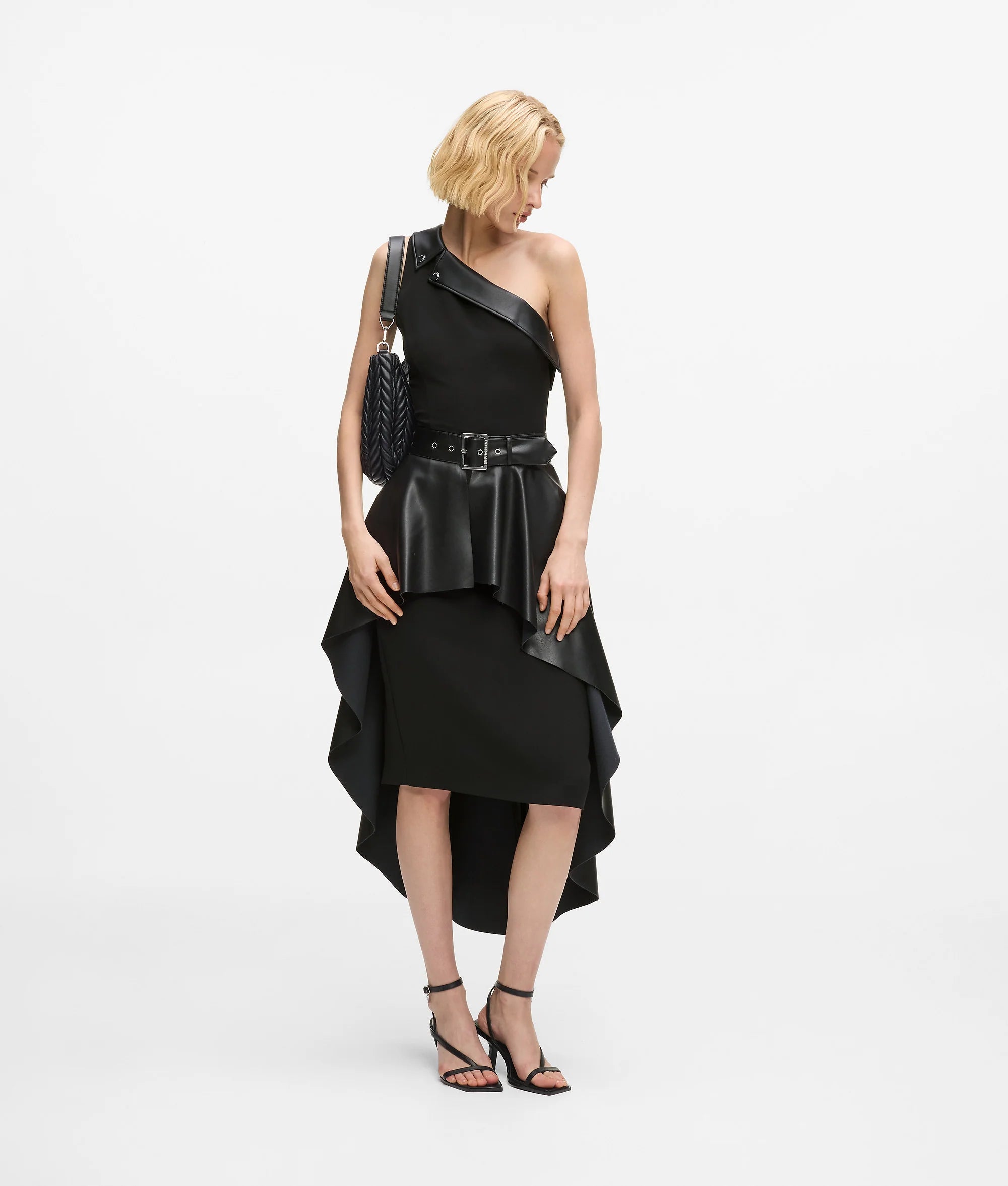 ONE-SHOULDER BIKER DRESS