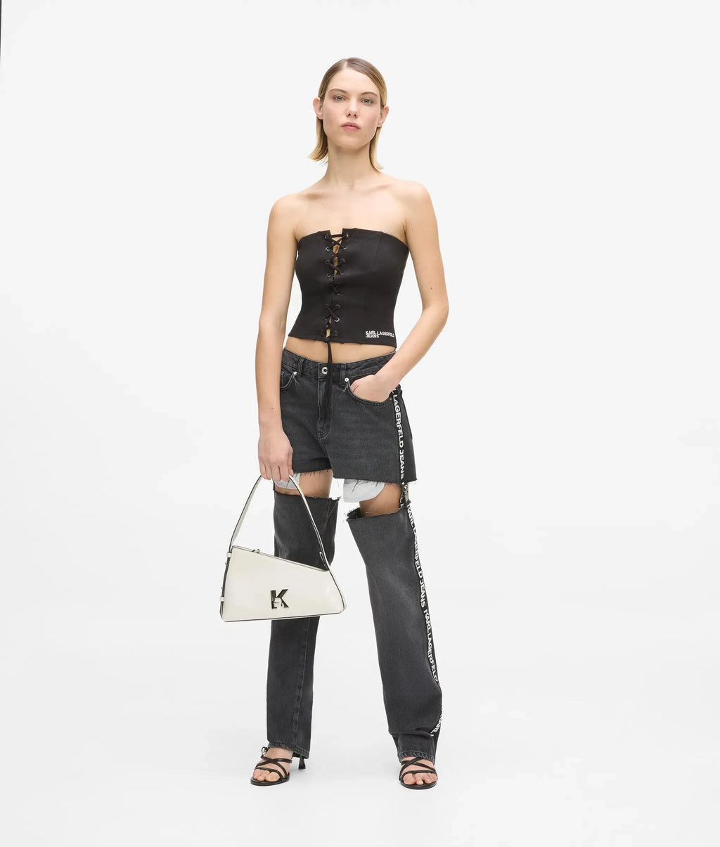 HIGH-RISE CUT-OUT STRAIGHT JEANS