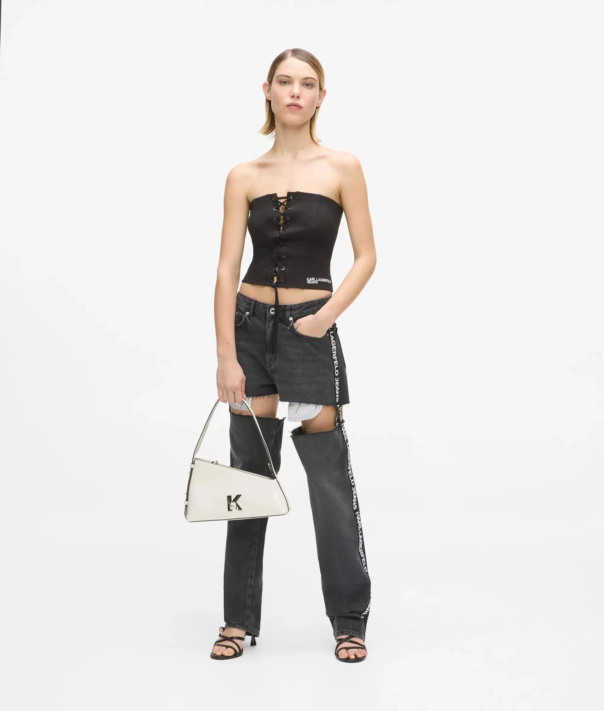 HIGH-RISE CUT-OUT STRAIGHT JEANS