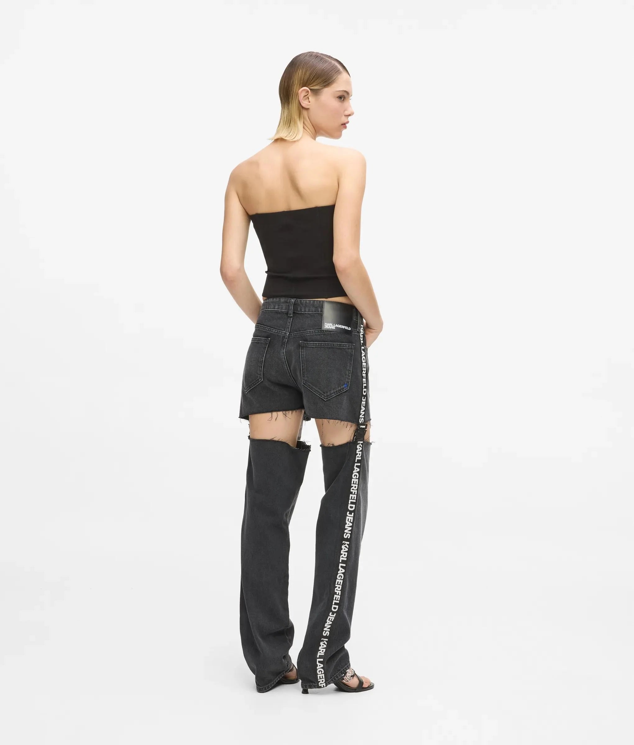 HIGH-RISE CUT-OUT STRAIGHT JEANS