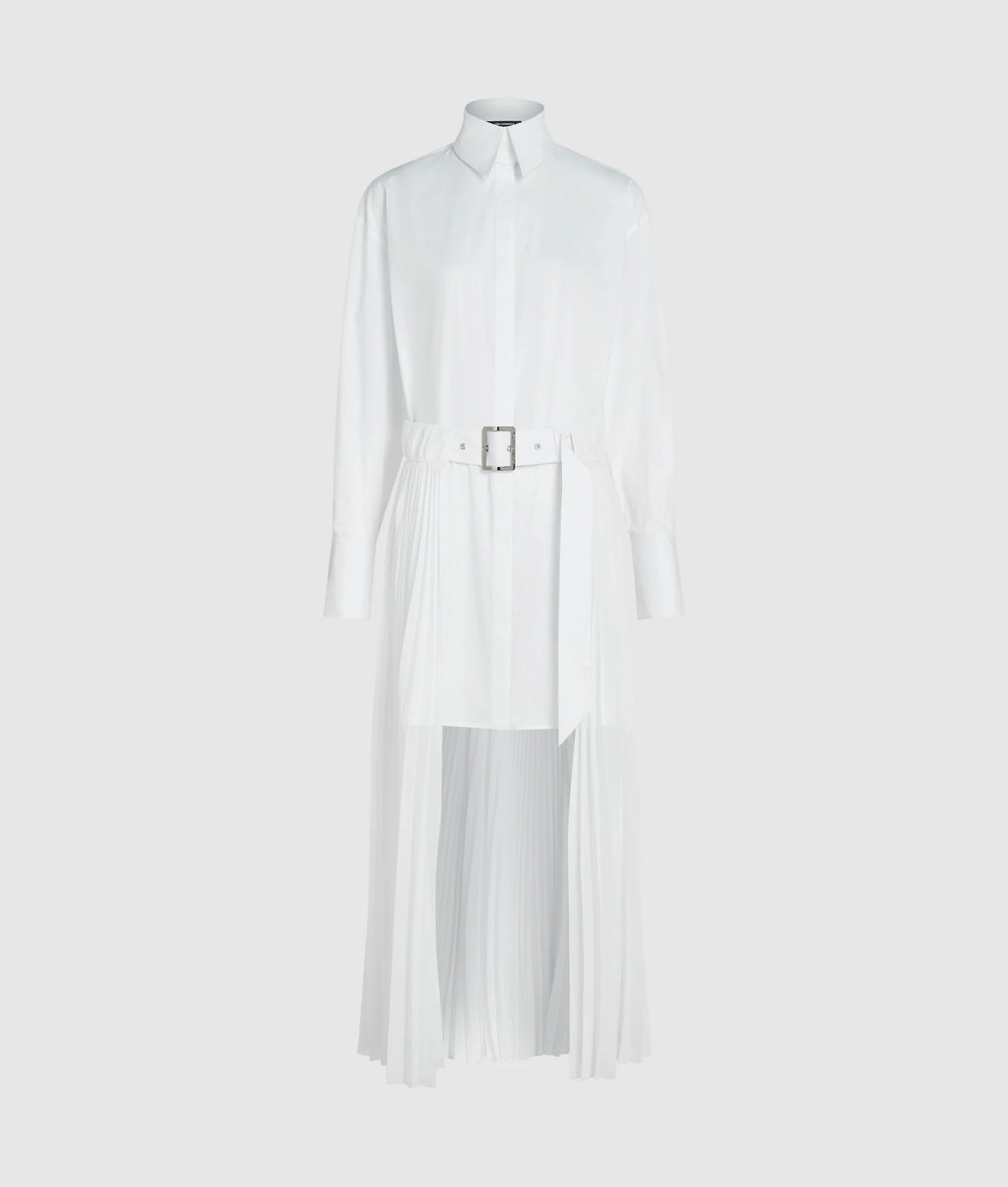 PLEATED PANEL SHIRT DRESS