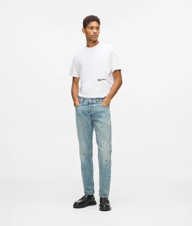 Paint splatter tapered jeans