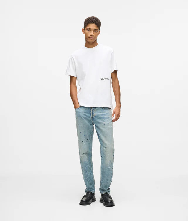 Paint splatter tapered jeans
