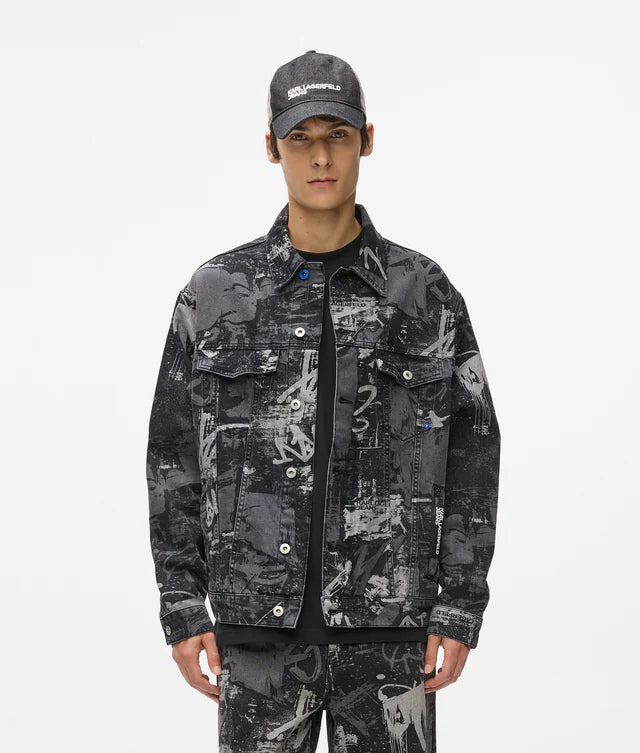 Paint-effect denim jacket