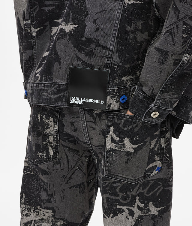 Paint-effect denim jacket