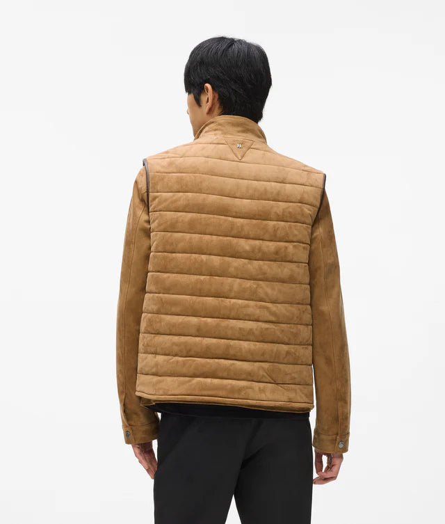 Quilted faux suede gilet jacket