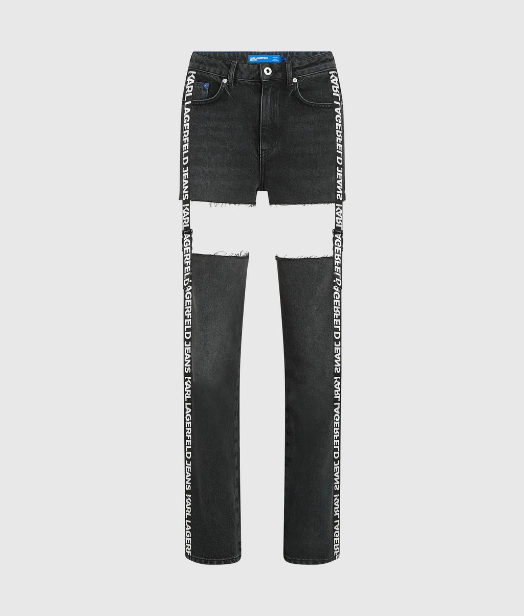 HIGH-RISE CUT-OUT STRAIGHT JEANS