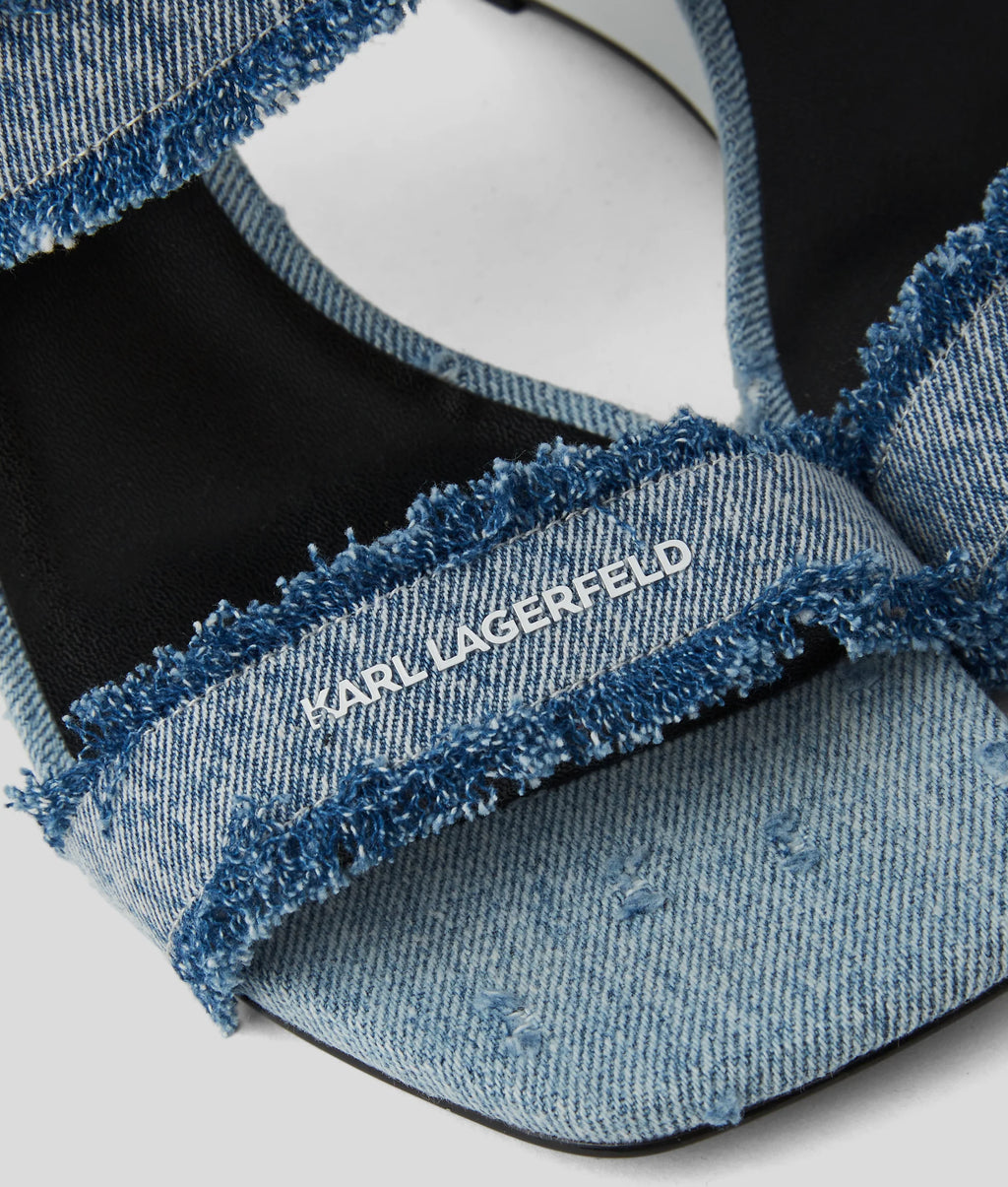 WAVERLY TWIN STRAP DENIM HEELED SANDALS