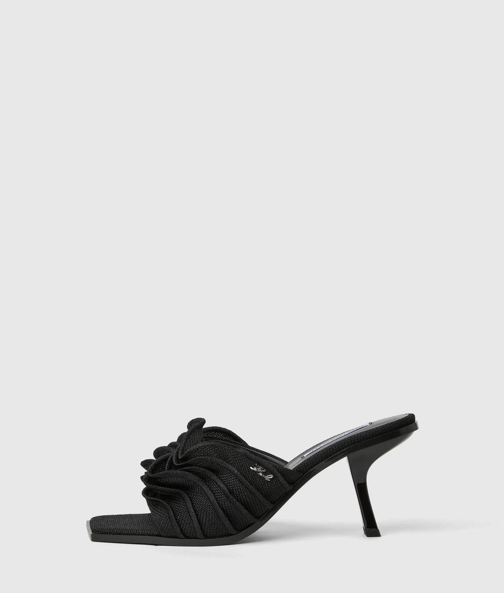 KARMEL RUCHE HEELED SANDALS