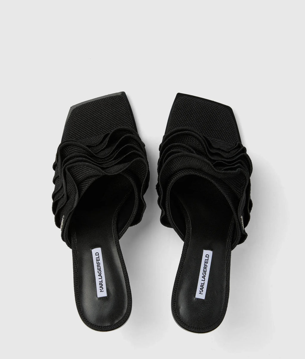 KARMEL RUCHE HEELED SANDALS