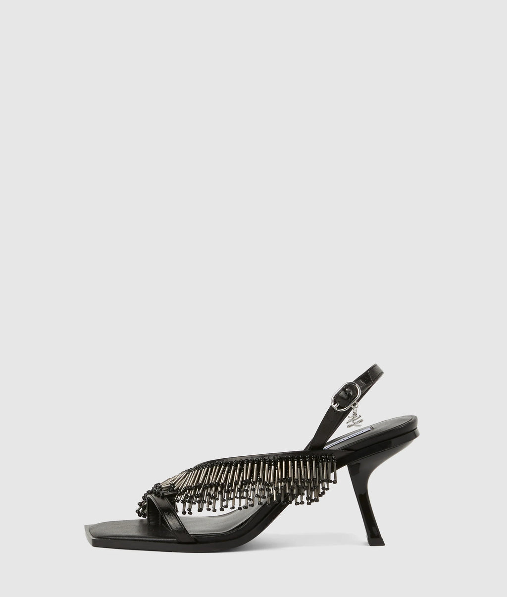 KARMEL FRINGE HEELED SLINGBACKS