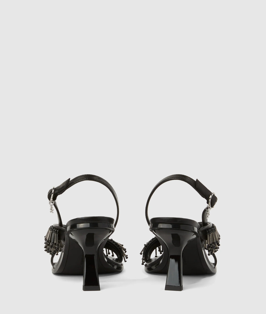 KARMEL FRINGE HEELED SLINGBACKS